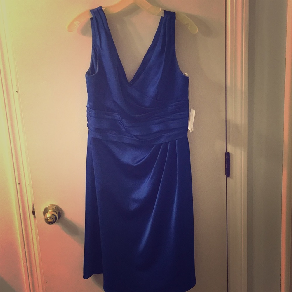 Short Sleeveless Satin Dress with Ruched Waist